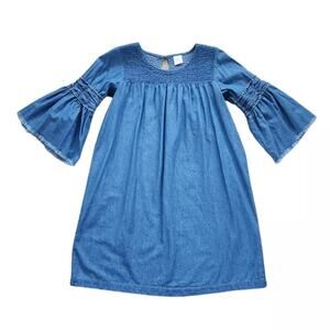 XXL Bohemian Chambray Dress
Smocked Bell 3/4 Sleeve

Blue